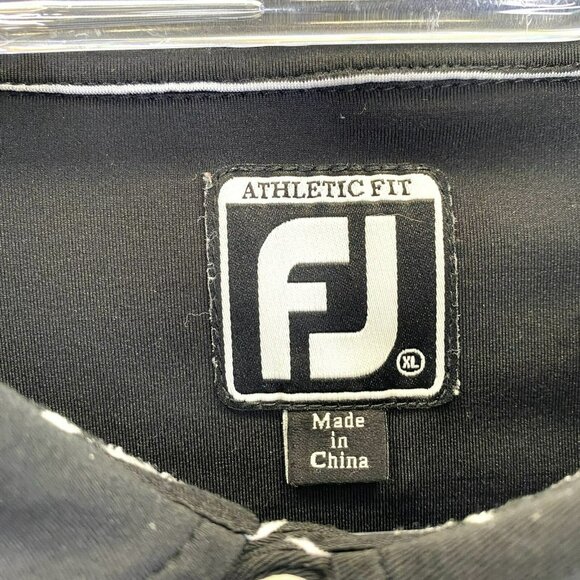 Footjoy FJ Golf Polo Shirt Mens XL Performance Athletic Fit Black Striped - Picture 2 of 3